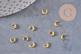 Lune à coller zamac doré 4x5mm,fournitures à coller pour décorer pierres et bijoux en inclusion résine, x2 G8250