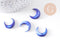 Lune nacre bleue naturelle, pendentif lune, coquillage teinté,non percé, Pendentif nacre, 18x20mm, X1 (G2779)
