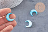 Lune nacre naturelle bleue, pendentif lune, coquillage Naturel,non percé, création bijoux,pendentif nacre,18x19mm, X1 G0343