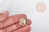 Médaille Ronde Scarabée laiton doré 18K 17mm, création bijoux chance x1 G9020