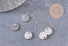Médaille acier argenté finition mate,fournitures créatives, médaillon argent,création collier, fournitures argentées, 8mm, x10 (G1622)