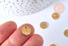 Médaille ronde dorée acier inoxydable texturé, une jolie médaille dorée pour créer vos bijoux, 10.5mm, x10 G6771