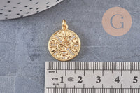 Médaille serpent laiton doré 18k cristal,sans nickel,pendentif animal, Pendentif zircon,18.5mm, x1 G5518