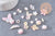 Mix de perles et pendentifs en palstique rose 8-32mm, x10g (G10544)