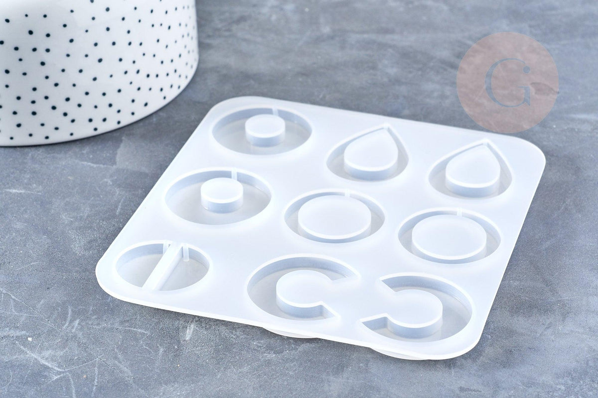 Moule en silicone pour fabrication boucles créoles résine, x1 (G3363)