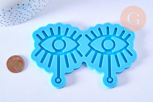 Moule oeil fabrication boucles pendentif résine, un moule en silicone pour réaliser des bijoux avec inclusion en résine, x1 G6293