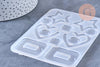 Moule pour fabrication boucles coeur étoile résine, un moule en silicone pour réaliser des bijoux avec inclusion en résine, x1 (G4579)