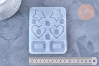 Moule pour fabrication boucles coeur étoile résine, un moule en silicone pour réaliser des bijoux avec inclusion en résine, x1 (G4579)