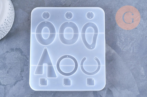 Moule pour fabrication boucles formes géométriques résine, x1 (G5892)