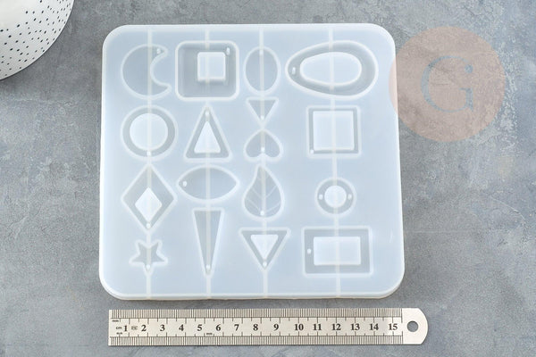 Moule silicone pour fabrication pendentifs boucles créoles, x1 (G4176)