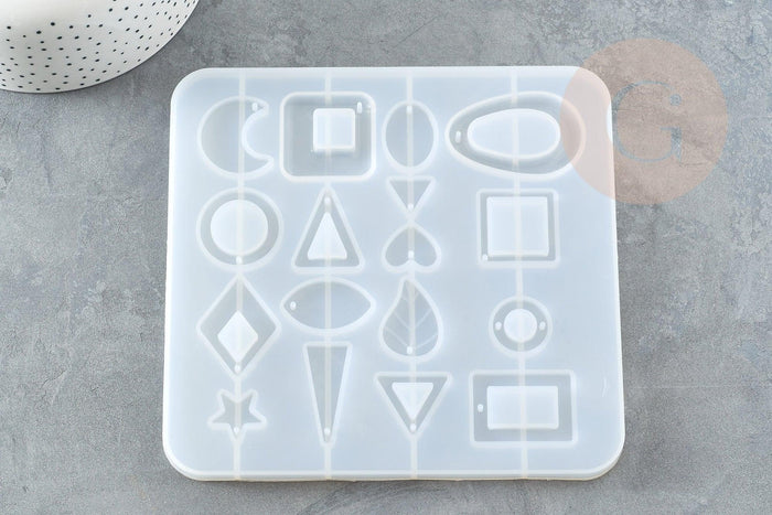 Moule silicone pour fabrication pendentifs boucles créoles, x1 (G4176)