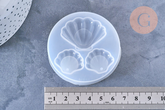 Moules Silicone coquillage 62mm résine UV ou époxy, x1 (G7269)