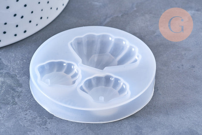 Moules Silicone coquillage 62mm résine UV ou époxy, x1 (G7269)