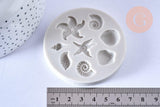 Moules en silicone COQUILLAGES pour résine 6.7cm, x1 (G5096)