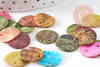 Pastilles rondes nacre multicolore, bouton nacre,pendentif nacre, coquillage naturel,1.4cm, x 10 (G1071)