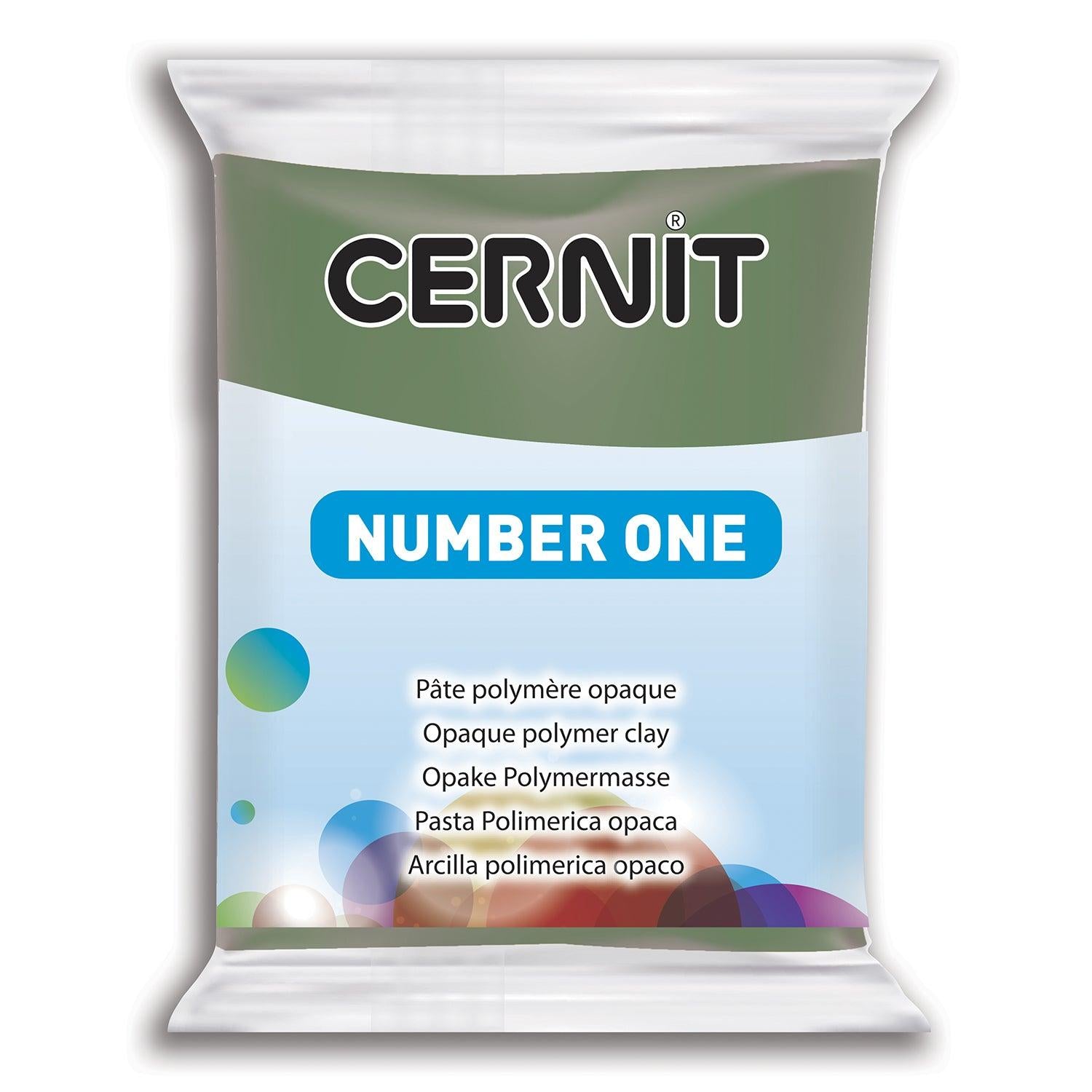 Pâte polymère Cernit Number one opaque - Vert Olive x56g (G10419)