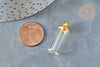 Pendentif Bouteille colonne en verre et capuchon en laiton doré 28.5mm,x1 (G7935)
