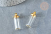 Pendentif Bouteille colonne en verre et capuchon en laiton doré 28.5mm,x1 (G7935)