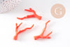 Pendentif Branche forme corail plastique orange 46-48mm, x2 (G10491)