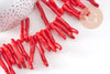 Pendentif Branche forme corail plastique rouge 27-47mm, x5 (G10490)