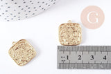 Pendentif Carré laiton doré 18K 21mm, pendentif création de bijoux doré, x1 (G8960)