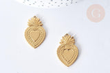 Pendentif Cœur acier 304 inoxydable doré 30mm, x1 (G7977)