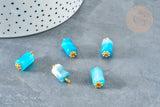 Pendentif Connecteur Agate naturelle bleue colonne fer doré 17.5mm, pierre naturelle, x1 (G8235)