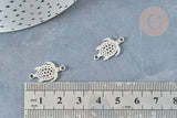 Pendentif Connecteur Tortue ajouré acier 304 inoxydable argenté 19,5mm, fabrication de bijoux acier inoxydable, x1 G8325