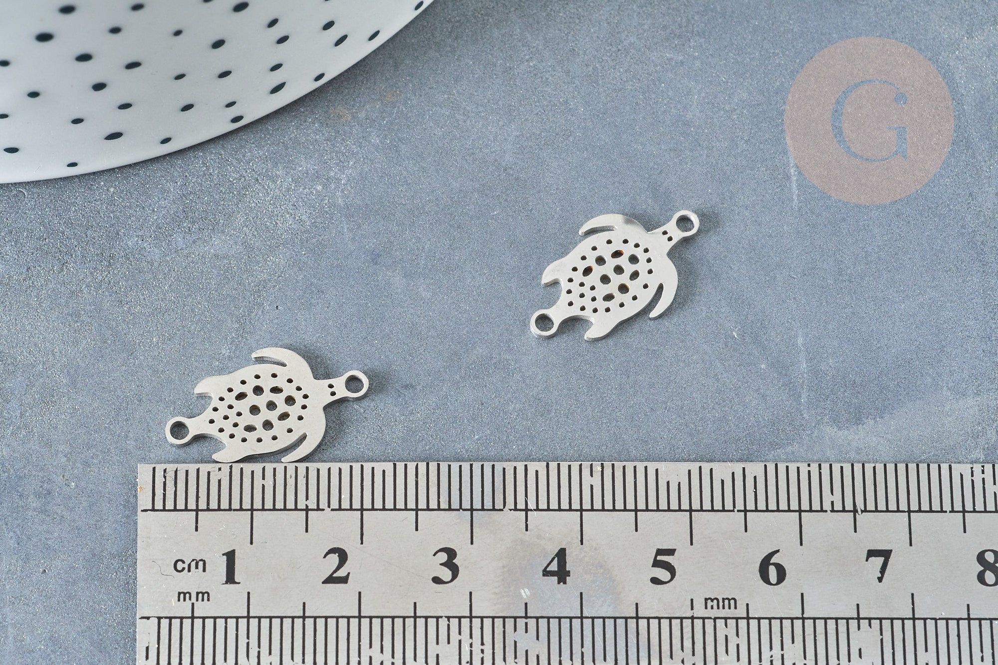 Pendentif Connecteur Tortue ajouré acier 304 inoxydable argenté 19,5mm, fabrication de bijoux acier inoxydable, x1 G8325