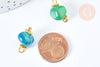 Pendentif Connecteur agate naturelle laiton doré avec calottes 17-20mm, DIY, connecteur agate teintée, perle, 17-20mm x1 (G6895)