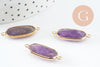 Pendentif Connecteur ovale améthyste naturelle laiton doré 27mm, x1 (G9929)