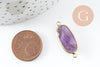 Pendentif Connecteur ovale améthyste naturelle laiton doré 27mm, x1 (G9929)
