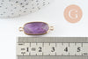 Pendentif Connecteur ovale améthyste naturelle laiton doré 27mm, x1 (G9929)