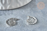 Pendentif Coquillage acier 201 inoxydable argenté 11,4mm, x1 (G7861)