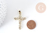 Pendentif Croix laiton doré zircons 41.5mm, x1 (G8996)