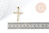 Pendentif Croix laiton doré zircons 41.5mm, x1 (G8996)