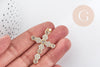 Pendentif Croix laiton doré zircons 41.5mm, x1 (G8996)