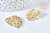 Pendentif Feuille Monstera zamac doré clair 34mm, feuille dorée pour création bijoux, x1 G7413