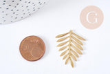 Pendentif Feuille fougère laiton brut 32mm, fabrication bijoux nature DIY, x1 G8967