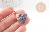 Pendentif Fluorite naturelle brute, Pointe support doré,pierre naturelle,pierre fluorite, x1 (G0849)