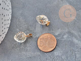 Pendentif Fraise verre transparent fer doré 17mm, collier pendentif , x1 (G9043)