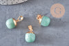 Pendentif Goutte aventurine verte fer doré 17~19mm,création bijou pierre, x1 G5209