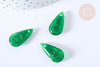 Pendentif Goutte verre vert foncé artisanal 23mm ,pendentif verre pour création bijoux, x1 G7924