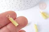 Pendentif Jade jaune naturelle support cuivre doré 20~21mm, pierre, x1 G7751