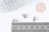 Pendentif Lettre acier 304 inoxydable argenté lettre cristal blanc 10mm, initiale prenom, x1 G8932