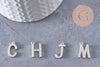 Pendentif Lettre acier 304 inoxydable argenté lettre cristal blanc, sans nickel,lettre initiale prenom,15.5mm, x1 (G4618)