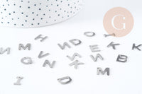 Pendentif Lettre initiale acier 201 inoxydable platine 11mm, x1 G8970