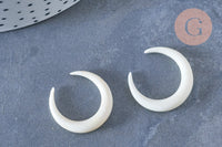 Pendentif Lune corne blanche naturelle 23x4mm, pendentif lune en corne naturelle, création bijoux, x1, G6495