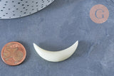 Pendentif Lune corne blanche naturelle 45x8mm, pendentif lune en corne naturelle blanche, création bijoux, x1, - G6494