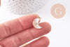 Pendentif Lune nacre blanche naturelle laiton doré 18mm, x1 (G10256)